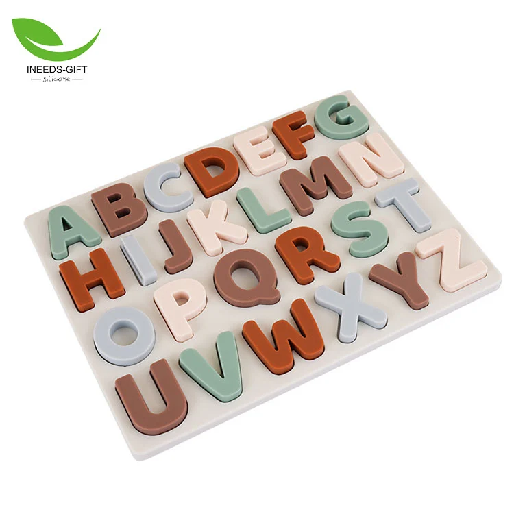Brinquedo de quebra-cabeça de silicone com letras do alfabeto