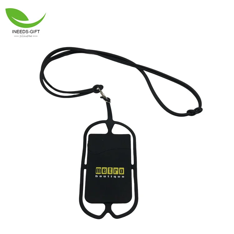 Porta-cartões de silicone para cordão de telefone